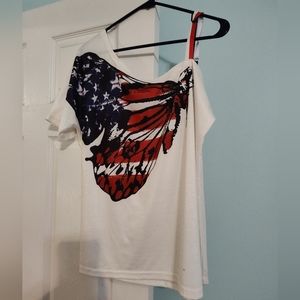 Ladies One shoulder top. Size Medium.